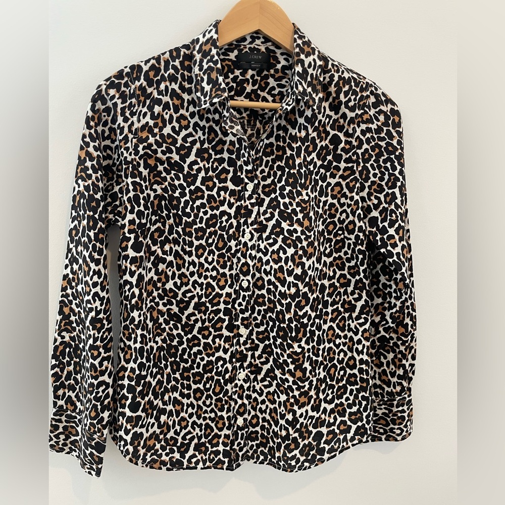 J Crew Leopard Print Button-Up Shirt - Picture 2 of 4